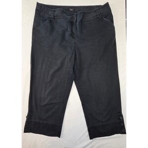 Charter‎ Club Women 18W Black Classic Fit Capri Pants Button Hem Stretch Casual